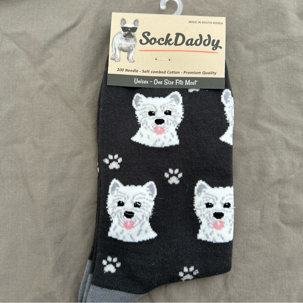 Sock Daddy Westie Dog Socks New With Tags West Highland White Terrier Unisex OS